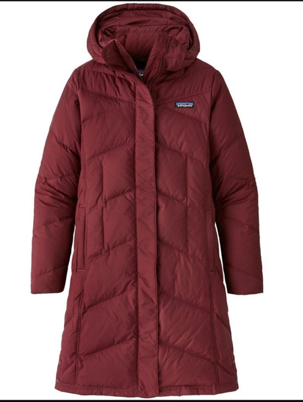 Patagonia Down With It Long Goose Down Puffer In Sequoia Red Burgundy